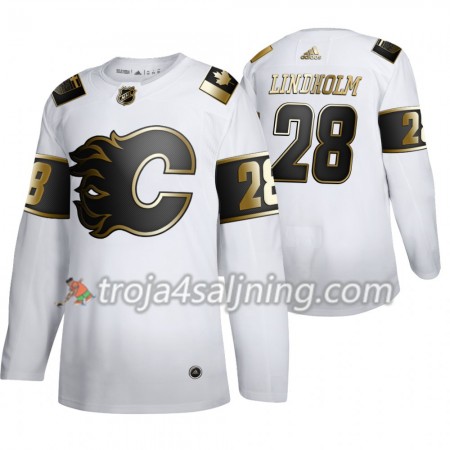 Calgary Flames tröja Elias Lindholm 28 2019-2020 Adidas Golden Edition Vit Authentic - NHL Tröjor Herr